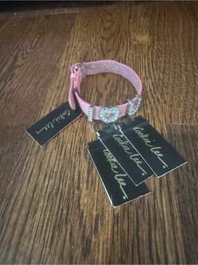 Cookie Lee Pink Heart Charm Bracelet with Rhinestones